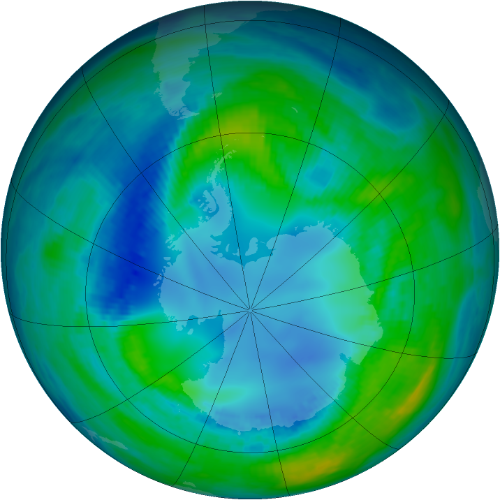 Antarctic ozone map for 27 April 1990